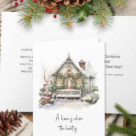 Gedicht Nordic Watercolor Snow Forest Pine Weihnac Feiertagskarte