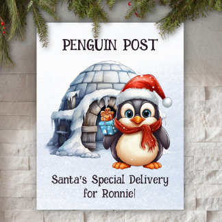 Gedicht Pastel Snow Niedlich Rhyme Penguin Weihnac Poster