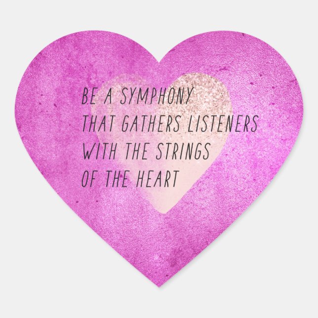 Gedicht "Pink Heart Strings" Herz-Aufkleber (Vorderseite)