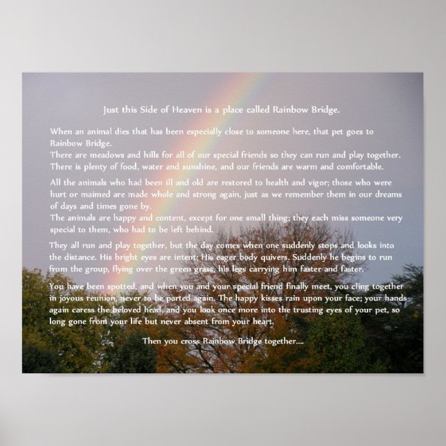 Gedicht Rainbow Bridge - Anpassbare Geschenke Poster (Vorne)