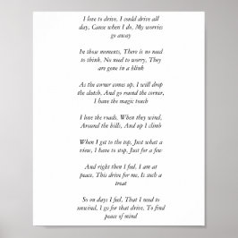 Gedicht über das Fahren, um Frieden zu finden Poster
