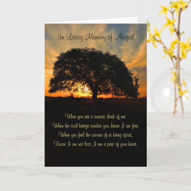 Gedicht und Individuelle Name des tiefsten Beileid Karte (Gelbe Blume)