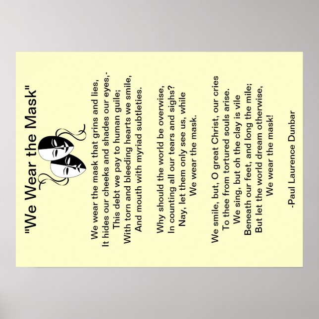 Gedicht "Wir tragen die Maske" Poster (Vorne)