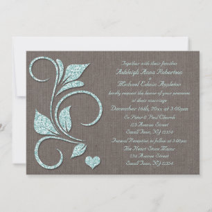 Gedruckte blaue Glitter-Rustic-Hochzeitseinladunge Einladung