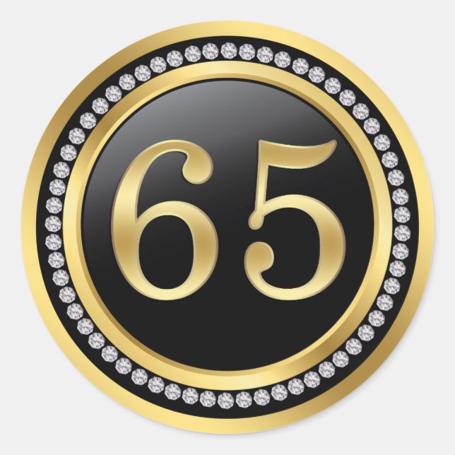 Gedruckte Diamanten 65. Hochzeitstag Runder Aufkleber (Vorderseite)
