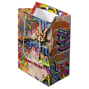 GEDRUCKTE Graffiti-Ziegel Mittlere Geschenktüte