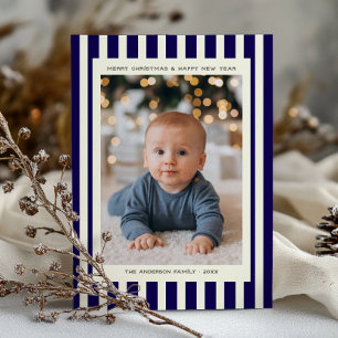 Gedruckte/herunterladbare Stripe-Weihnachtsfoto-Ka Feiertagskarte