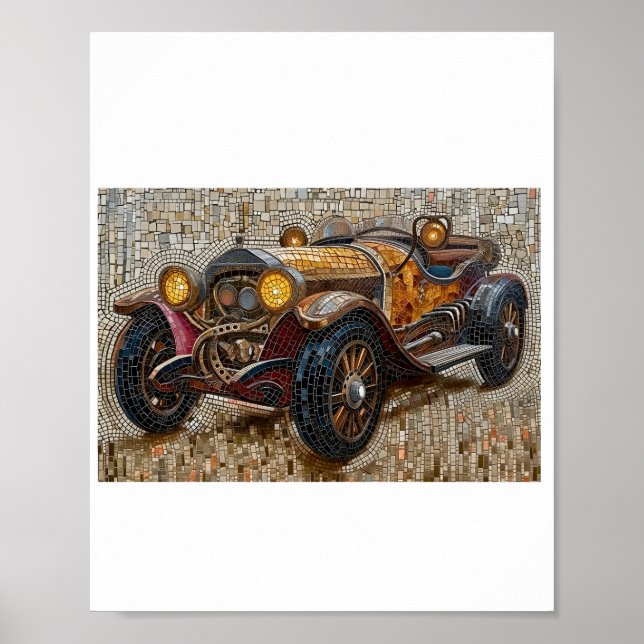Gedruckte Steampunk Classic Car Imitate Mosaic 027 Poster (Vorne)