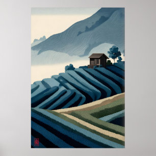Gedruckte Terrassenfelder - Ruhige Landschaft mit Poster
