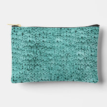 Gedruckte Türkis-Strickmuster-Make-up-Tasche