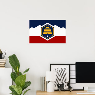 Gedruckter Rahmen mit der Flagge von Utah, USA Poster