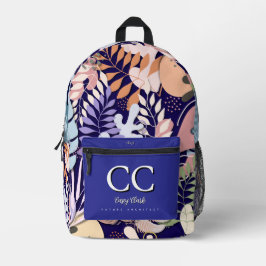 Gedruckter Rucksack: Abstrakte Blätter (dunkelblau Bedruckter Rucksack