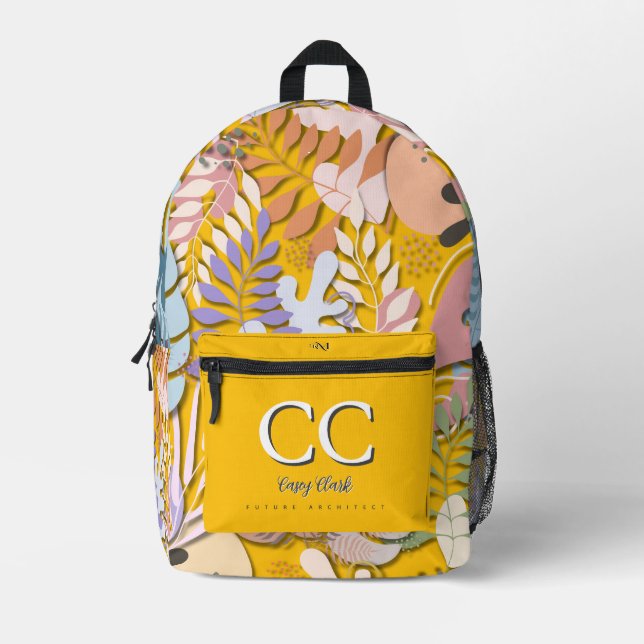 Gedruckter Rucksack: Abstrakte Blätter (orange) Bedruckter Rucksack (Vorderseite)