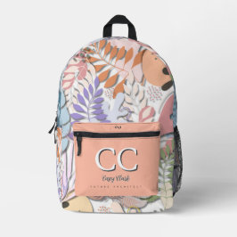 Gedruckter Rucksack: Abstrakte Blätter (weiß) Bedruckter Rucksack