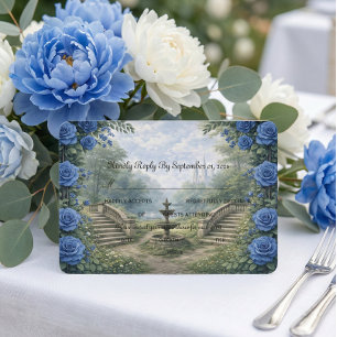 Gedruckter Wasserfarben-Schlossgartenbrunnen RSVP Karte