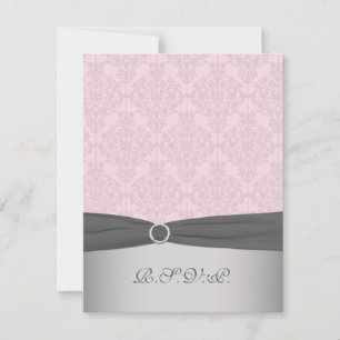 Gedrucktes Band Graue, rosa Damast-RSVP-Karte RSVP Karte
