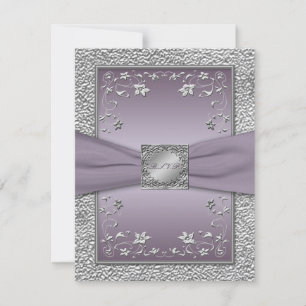 GEDRUCKTES BAND Pflaume, Zinn Floral RSVP Karte