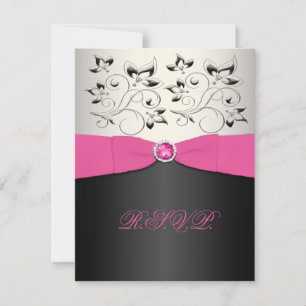 GEDRUCKTES BAND Rosa, Schwarz, Silber RSVP-Karte RSVP Karte