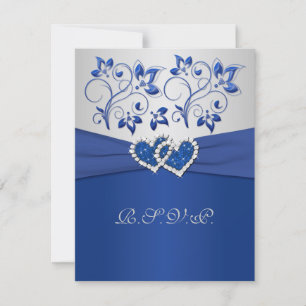 GEDRUCKTES BAND Royalblaue silberne verbundene Her RSVP Karte