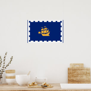 Gedrucktes Bild mit der Flagge von Quebec City, Ka Poster