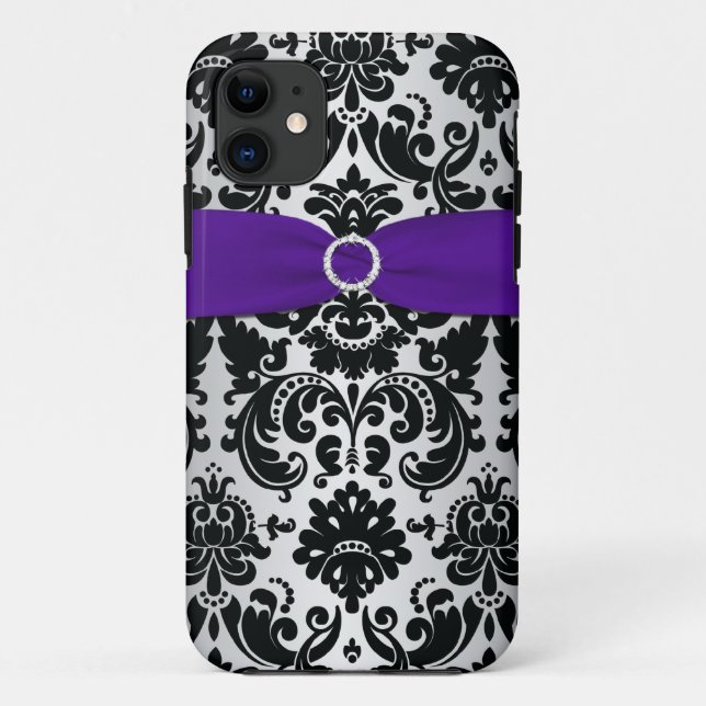 GEDRUCKTES RIBBON Lila Silberklemme Damask iPhone  Case-Mate iPhone Hülle (Rückseite)