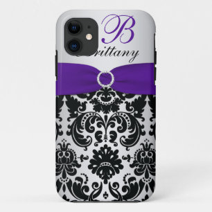 GEDRUCKTES RIBBON Lila Silberklemme Damask iPhone  title_seo2