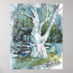 Geduld Baum Malerei / Künstler Larry Lerew Poster
