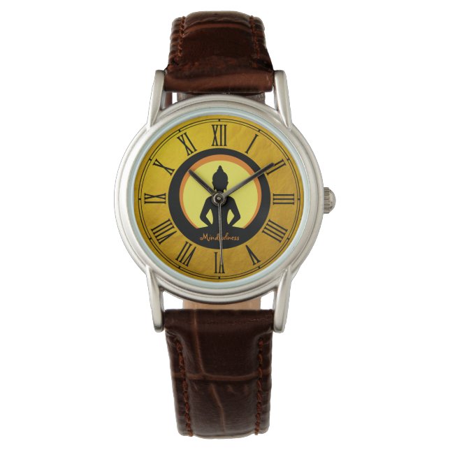 Geduld & Buddha Goldene Meditation / Buddhismus Armbanduhr (Vorderseite)