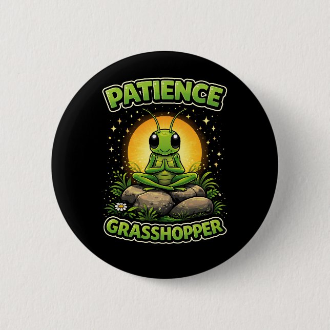 Geduld Heuschrecke Button (Vorderseite)