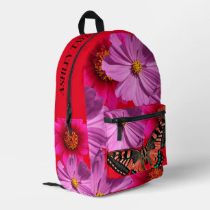 Geeignet elegante rote Blüte mit schönem Schmetter Bedruckter Rucksack