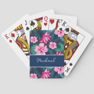Geeignete tropische Blume, Blätter aus Palmen, Ged Spielkarten