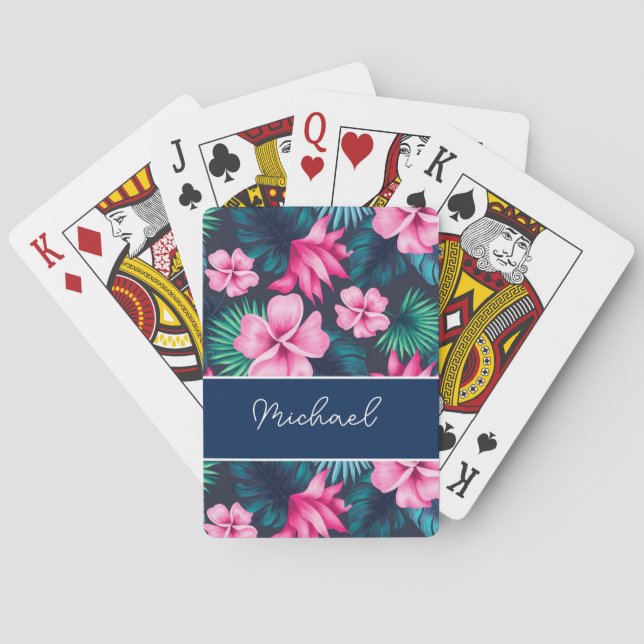 Geeignete tropische Blume, Blätter aus Palmen, Ged Spielkarten (Rückseite)
