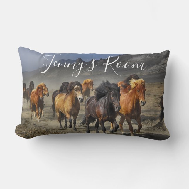 Geeigneter Name Wild Pferde Pillow Lendenkissen (Vorderseite)