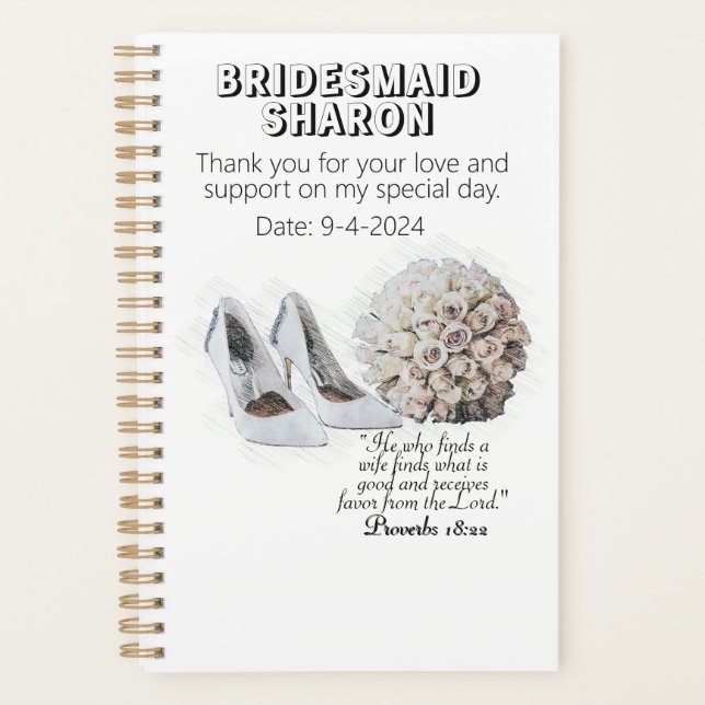 Geeignetes Christliches Faith Bridesmaid-Geschenk Planer (Vorderseite)