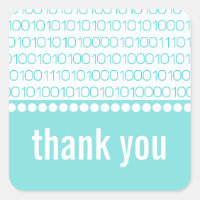 Geek Chic Binary Code Danke Stickers, Aqua