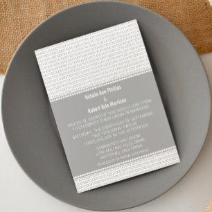 Geek Chic Code binaire Faire-part de mariage, Gris
