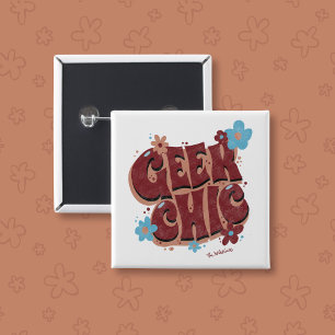 Geek-Chic-Handschrift-Blumen-Textdesign Button