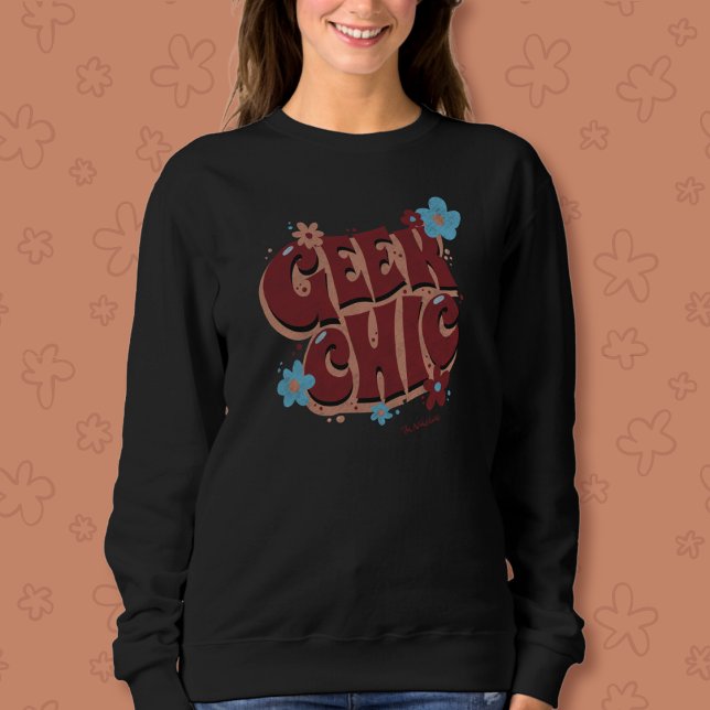 Geek Chic Handschrift gezeichneter Blumentext-Desi Sweatshirt (Von Creator hochgeladen)