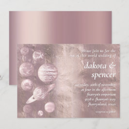 Geek Chic Wedding | Dusty Mauve Blush Pink Planets Einladung