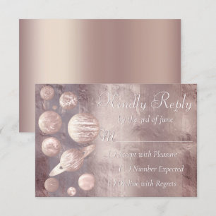 Geek Chic Wedding   Kupfer-Rose-Goldplanen RSVP Karte