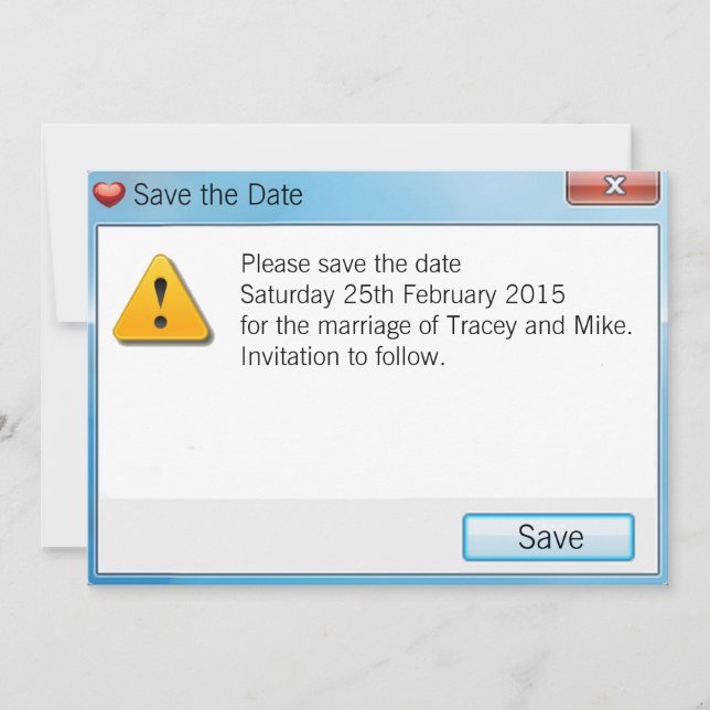 Geek-Fehlermeldung Save the Date Einladung Blau (Vorderseite)