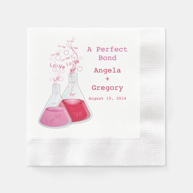 Geek Heart Chemistry Offbeat Personalisierte Hochz Serviette (Vorderseite)