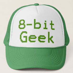 Geek Humour-Nerd mit 8 bit Truckerkappe