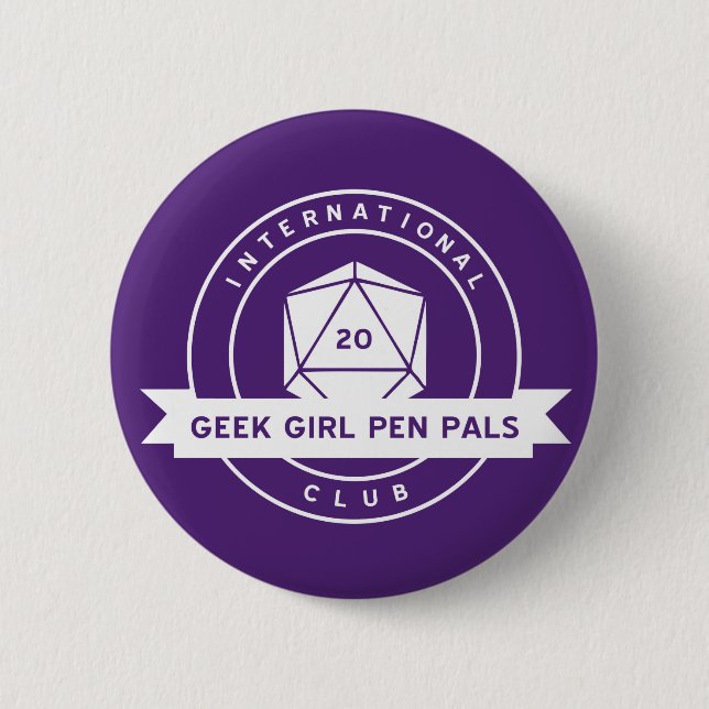 Geek-Mädchen-Brieffreund-Button Button (Vorderseite)