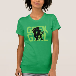 Geek-Mädchen-Grün-T-Shirt T-Shirt