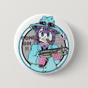 Geek Manga Gunn girl Button