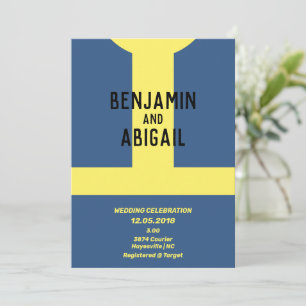 Geek moderne Nerd Gamer Blue Gold Vault Invitation