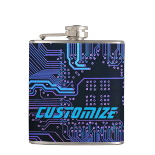 Geek Out Custom PCB Blue Electronic Circuit Board Flachmann