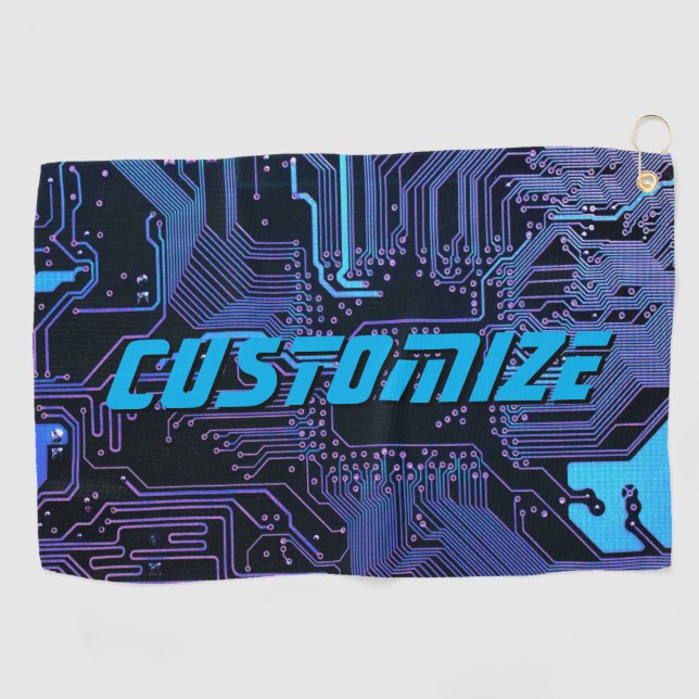 Geek Out Custom PCB Blue Electronic Circuit Board Golfhandtuch (Horizontal)
