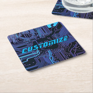 Geek Out Custom PCB Blue Electronic Circuit Board Rechteckiger Pappuntersetzer